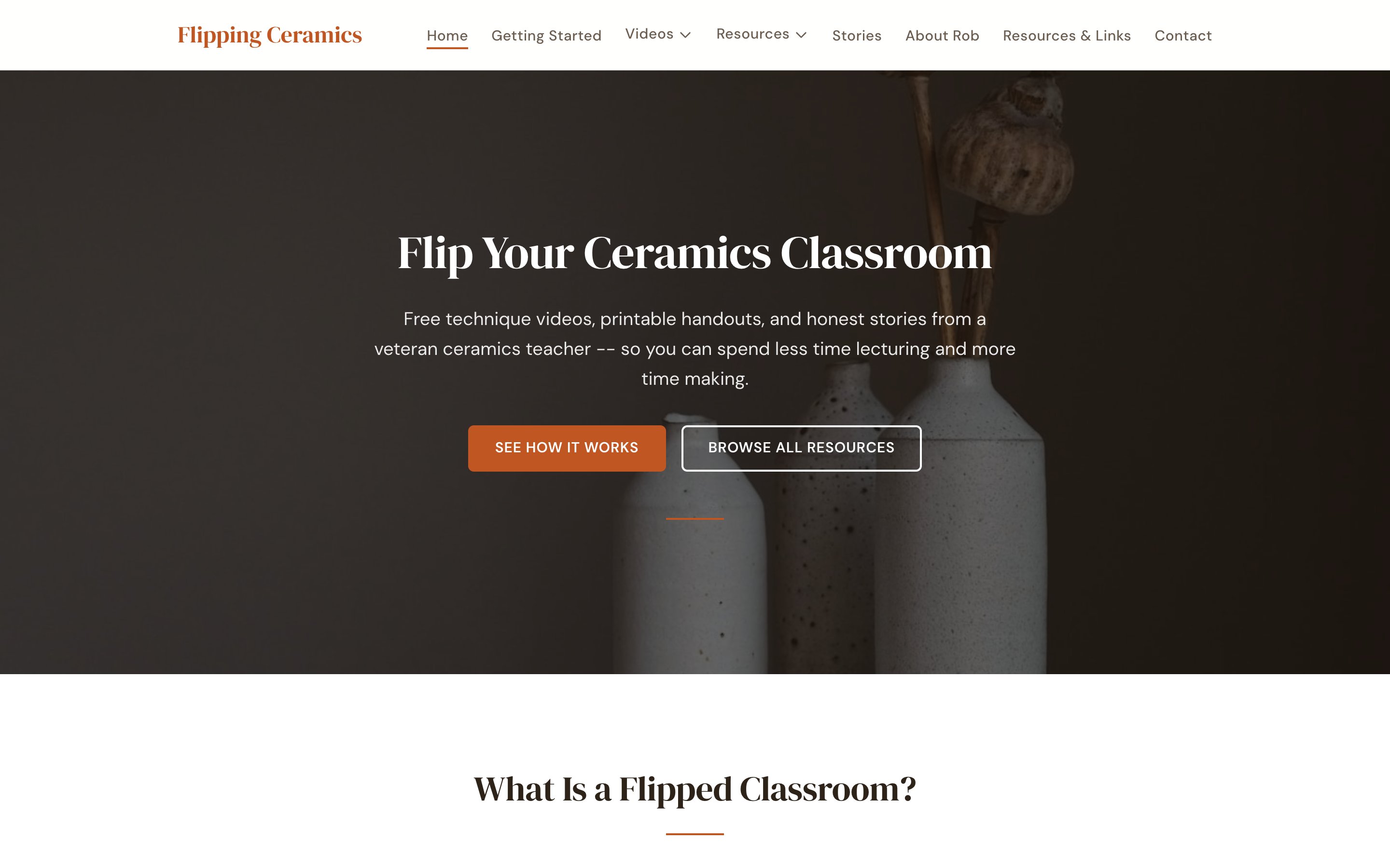 Flipping Ceramics educational resource hub homepage