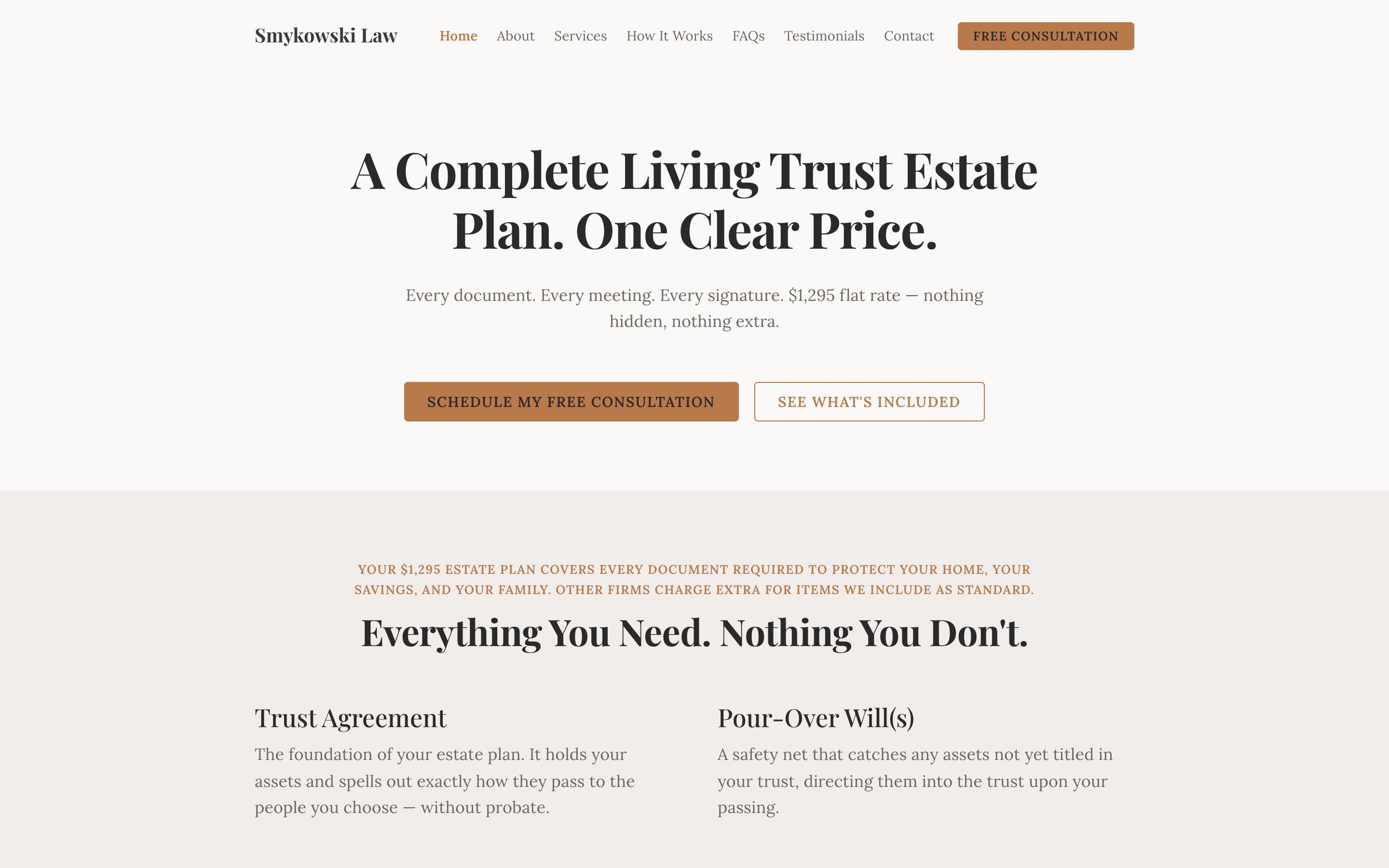 Smykowski Law estate planning website homepage